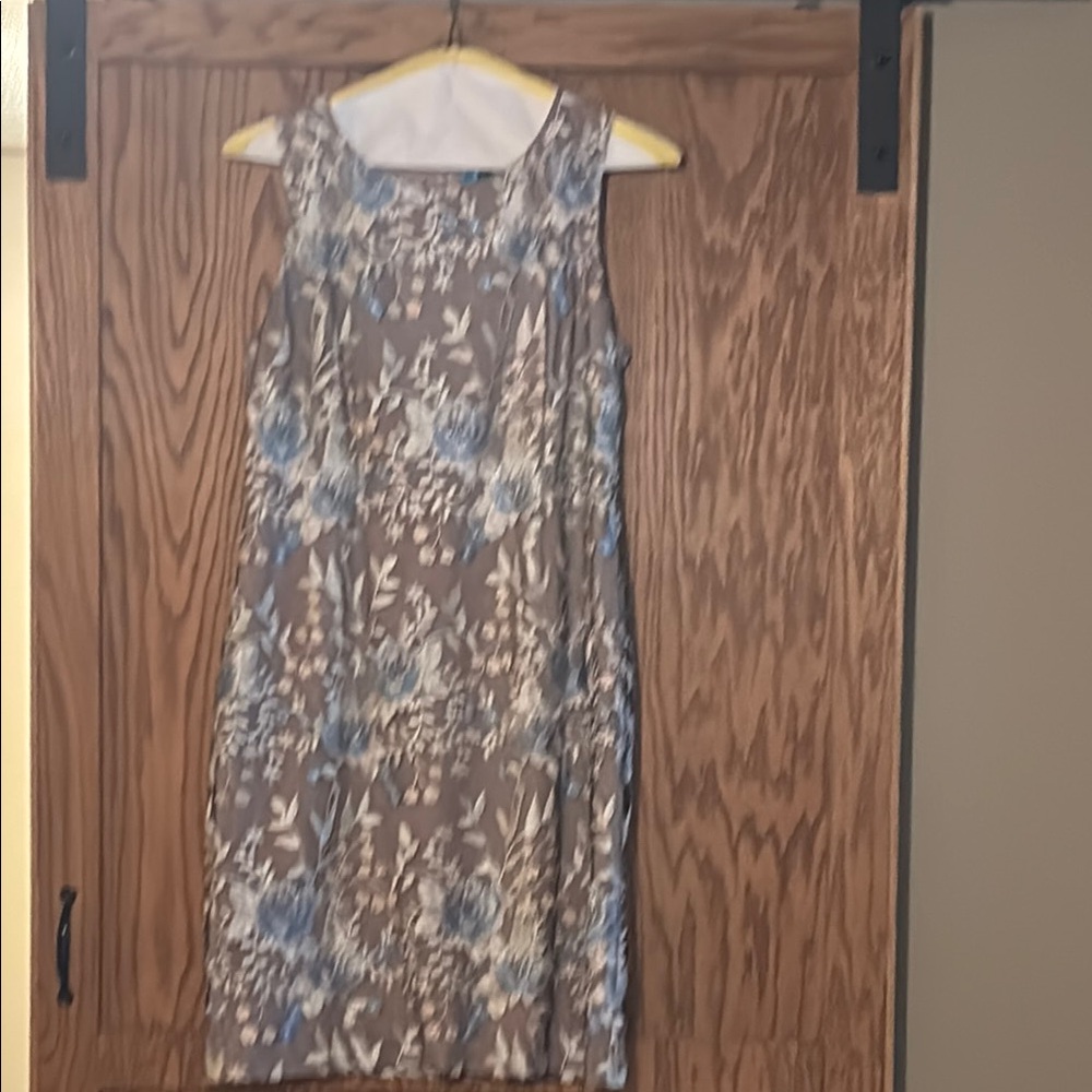 Ivanka Trump Gray and Blue Sheath Dress Knee-Length Sleeveless